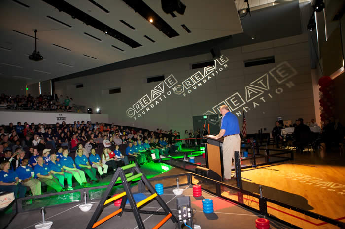 Students competing at a robotics event supported by donors