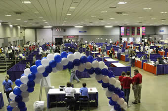 Team collaborating on a robot design