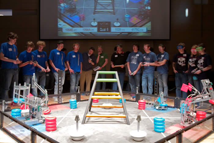 CREATE robotics team working on a robot